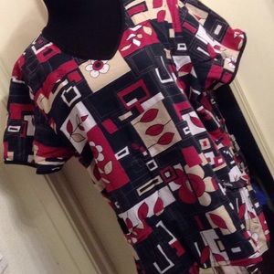 Cherokee printed uniform scrub top